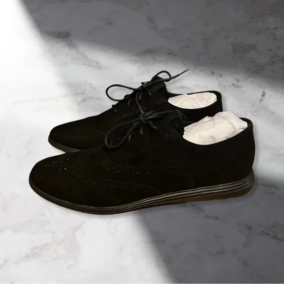 NIB Cole Haan Grand Tour Suede Wintip Oxford In Black Suede Women’s Size 9.5 - Picture 9 of 9